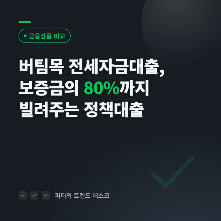 버팀목 전세자금대출, 보증금의 80%까지 빌려주는 정책대출입니다