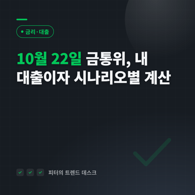 10월 22일 금통위 앞두고, 기준금리 3.00% 이후 내 대출이자 시나리오별 계산