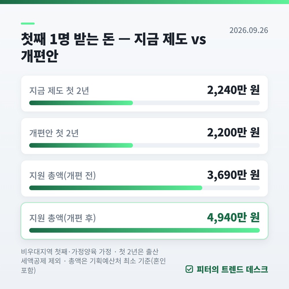 2027년 예산안 내 돈: 첫째 1,000만 원·기초연금 38만 원 (정부안) 사진 2