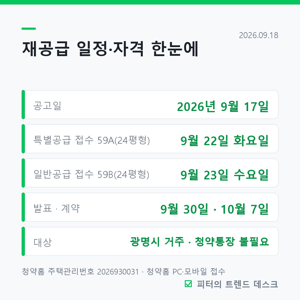 광명 철산자이 브리에르 재공급 청약 9월 22·23일, 공급금액 8억 170만~8억 6,670만 사진 1