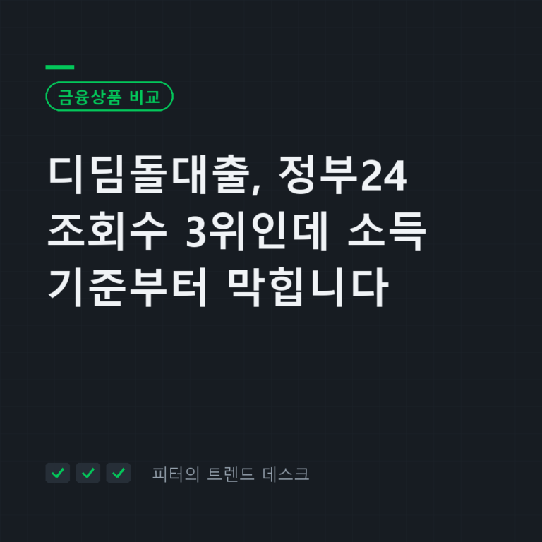 디딤돌대출, 정부24 조회수 3위인데 소득 기준부터 막힙니다