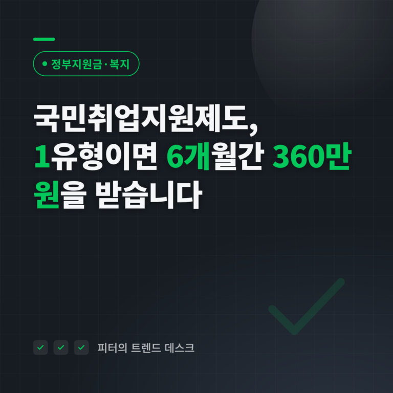 국민취업지원제도, 1유형이면 6개월간 360만 원을 받습니다