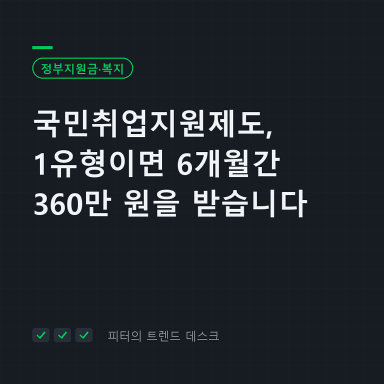 국민취업지원제도, 1유형이면 6개월간 360만 원을 받습니다