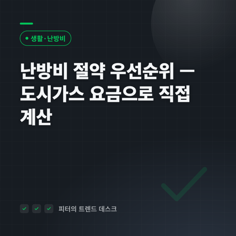 난방비 절약 우선순위 2026 — 도시가스 요금으로 계산한 월 23,540원 줄이는 순서