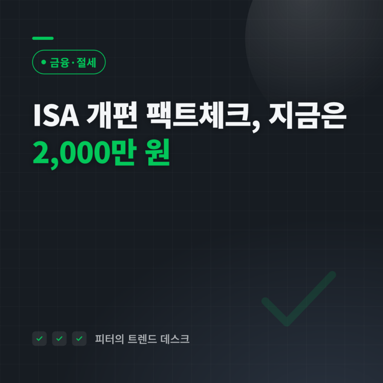 ISA 납입한도 연 4,000만 원? 시행된 적 없습니다 — 2026 개편안 팩트체크와 연말 전략