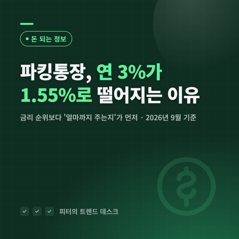 파킹통장 고르는 기준, 연 3%가 1.55%로 떨어지는 이유
