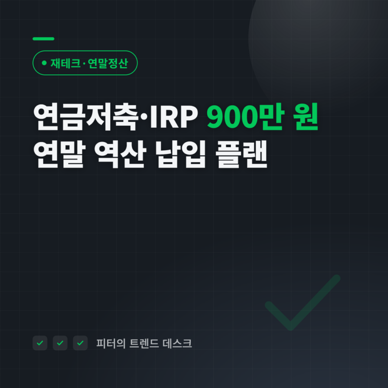 연금저축·IRP 900만 원 연말 역산 — 남은 3개월 월 300만 원, 환급 148만 5천 원