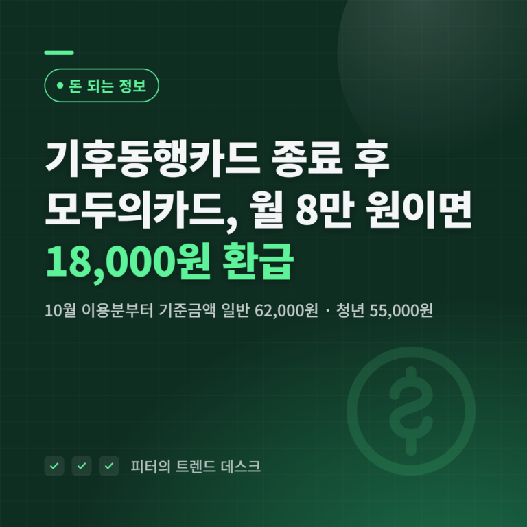 기후동행카드 종료 후 모두의카드 환급액, 월 8만 원이면 얼마인가요?
