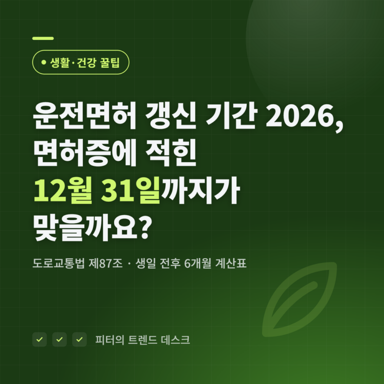 운전면허 갱신 기간 2026, 면허증에 적힌 12월 31일까지가 맞을까요?