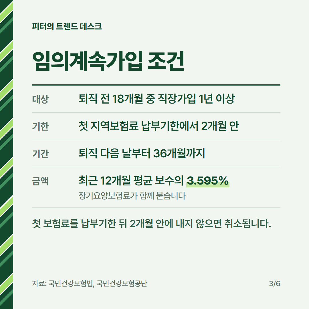 퇴직 후 건강보험료 계산, 월급 300만 원이면 임의계속가입이 유리한가요? 사진 2