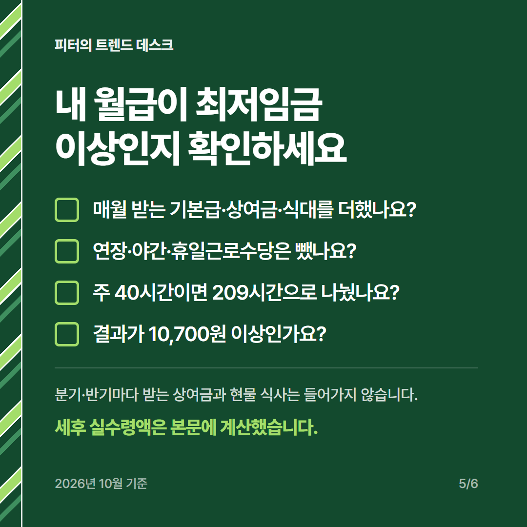 2027 최저임금 10,700원, 월급·주휴 포함 시급·실수령액은 얼마인가요? 사진 4