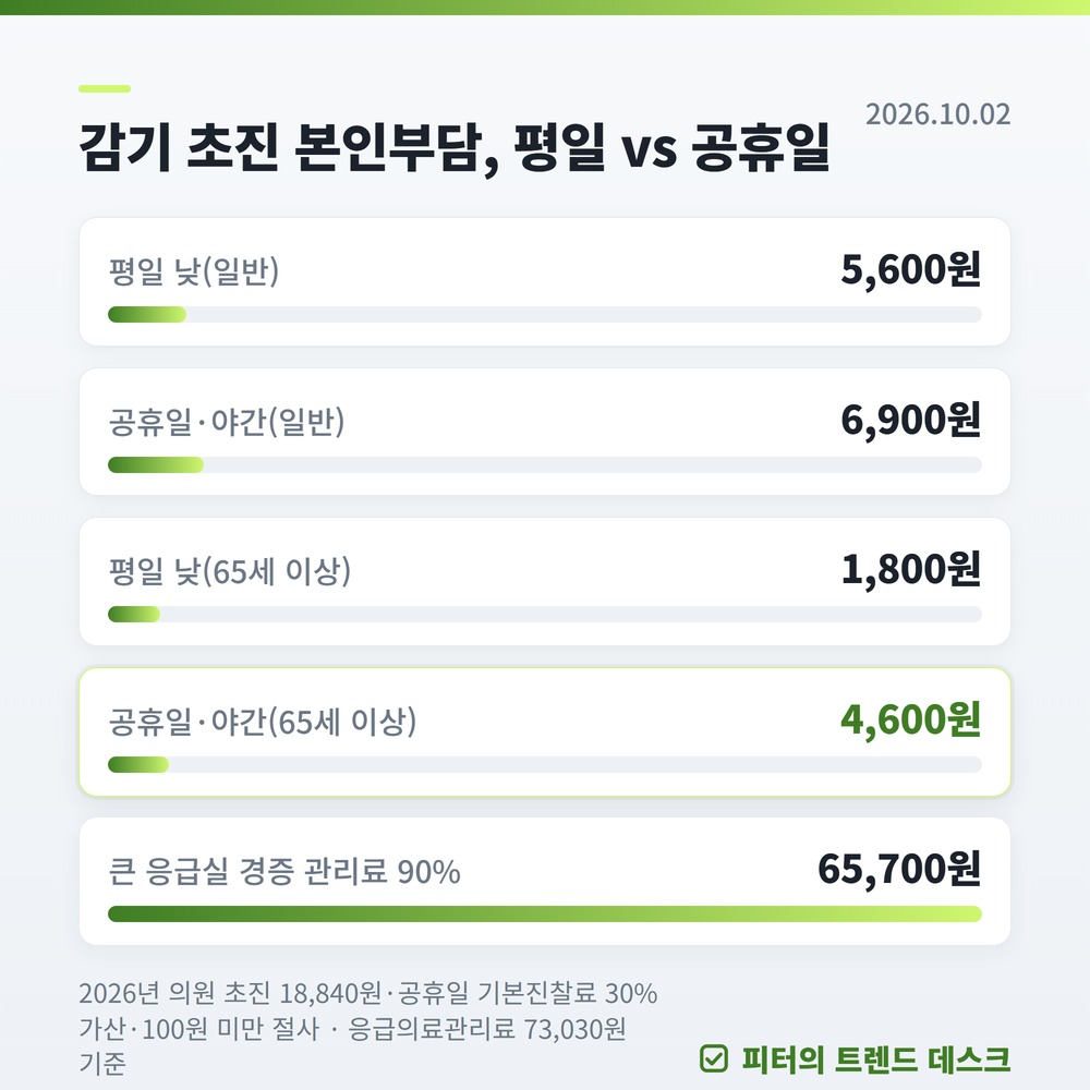 2026 개천절 연휴 병원·약국 총정리: E-Gen 검색법, 공휴일 가산 30%, 응급실 경증 90% 사진 2
