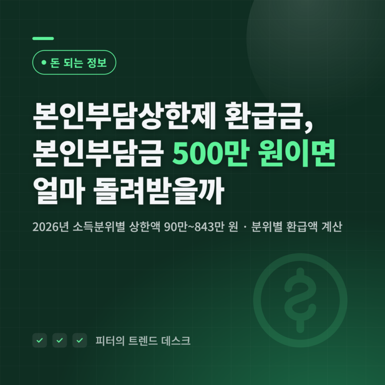본인부담상한제 환급금 계산 2026, 본인부담금 500만 원이면 얼마 받나요?