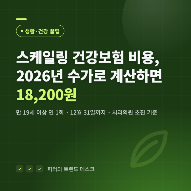 스케일링 건강보험 비용 18,200원은 어떻게 나오나요? 2026년 수가 계산
