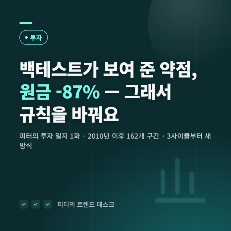 백테스트가 보여 준 약점, 원금 -87% — 피터의 투자 일지 1화