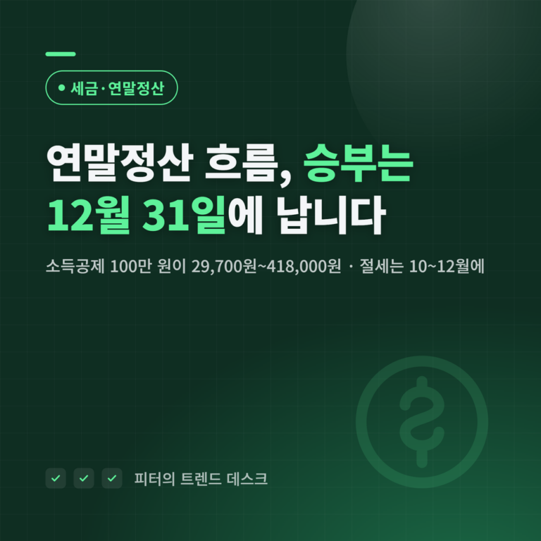 연말정산 전체 흐름, 승부는 12월 31일에 납니다